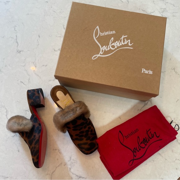 NWT Christian Louboutin ❤️ Boudiva 35 Leopard Print Mule Size 37.5 - Picture 1 of 12